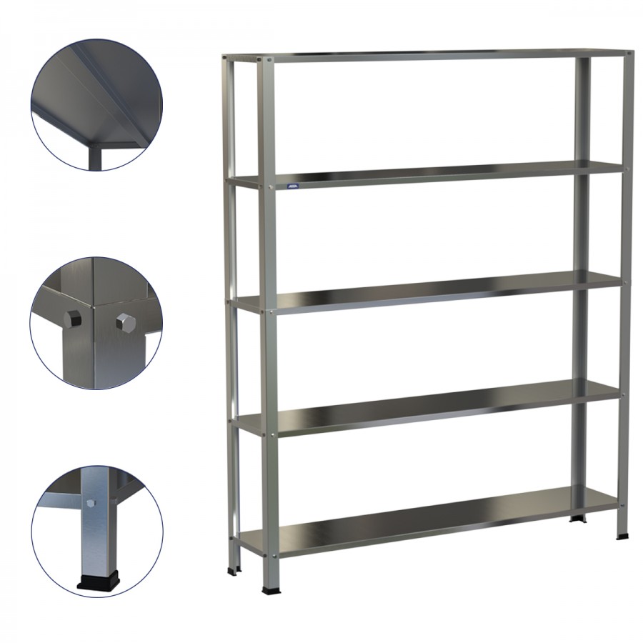 Estante Armário Prateleira Inox 5 Bandejas 300 X 1400 Aisa